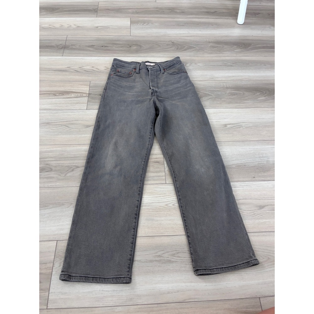 Levis Ribcage Straight Ankle Jeans Gray‎ High Rise Button Fly W26 L27
